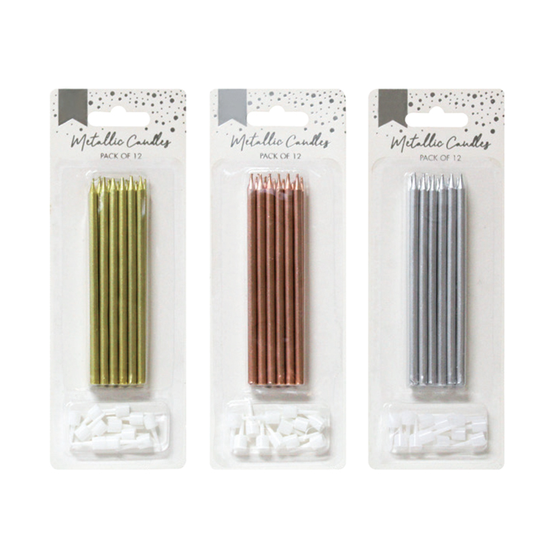 Bougies d'anniversaire tricolores or, marron et argent