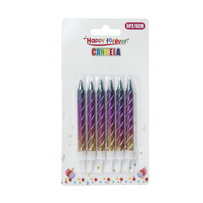 Bougies dégradées or, violet et vert