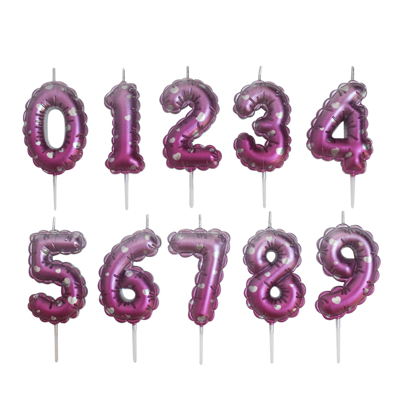Bougies numériques d'amour dégradé violet en forme de ballon