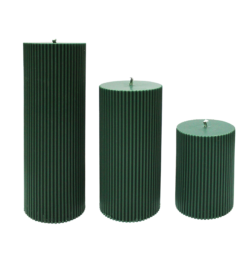 Bougies piliers romaines vert foncé, vert clair, rose et blanc