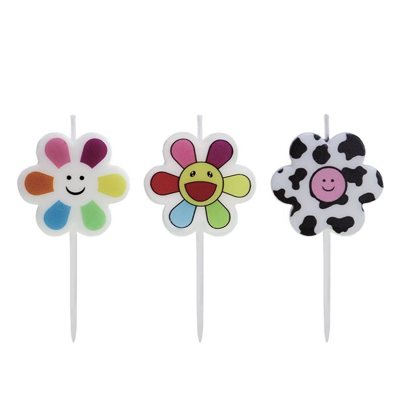 Bougie imprimée couleur visage souriant fleur