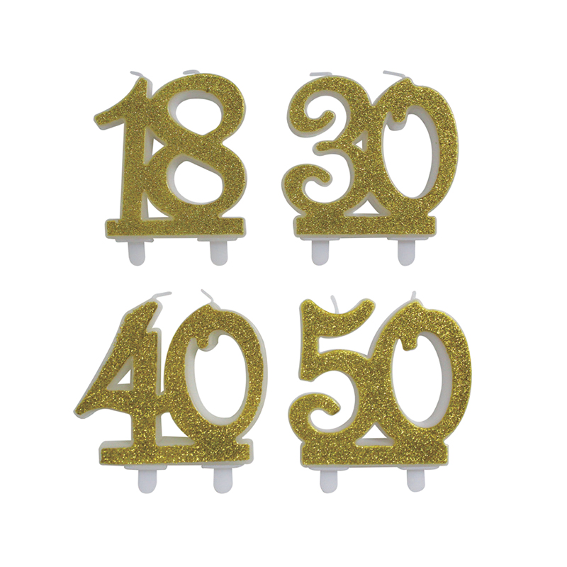 Bougie double chiffre en poudre d'or