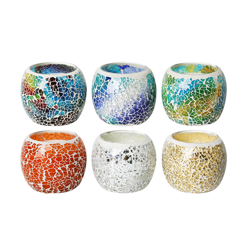 Bougie tasse d'aromathérapie en verre mosaïque