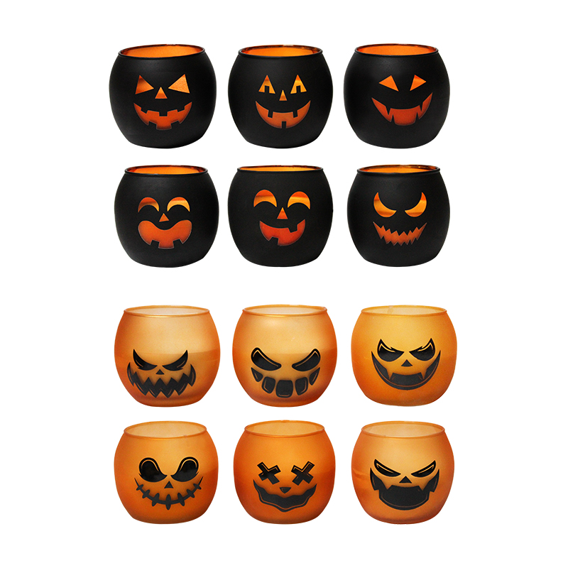 Bougie visage fantôme citrouille orange
